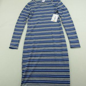 Lularoe Debbie Dress Womens Size XS Striped Long Sleeve Sheath Pull Over Stretch